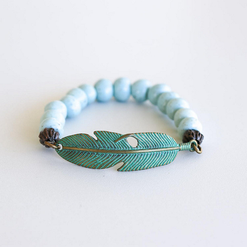 Khutsala&#8482; Artisans Blue SwaziMUD&#8482; Green Leaf Bracelets - 1 Piece Image