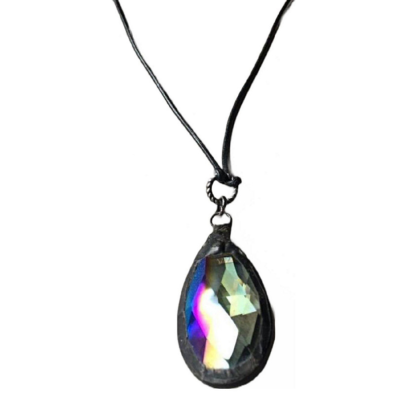 Khutsala&#8482; Artisans Clear Soldered Crystal on Leather Necklace-Teardrop - 1 Piece Image