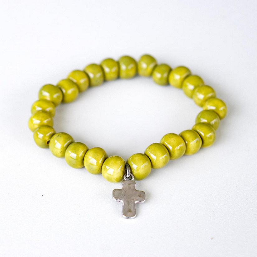 Khutsala&#8482; Artisans Green SwaziMUD&#8482; Green Charm Bracelet Cross - 1 Piece Image