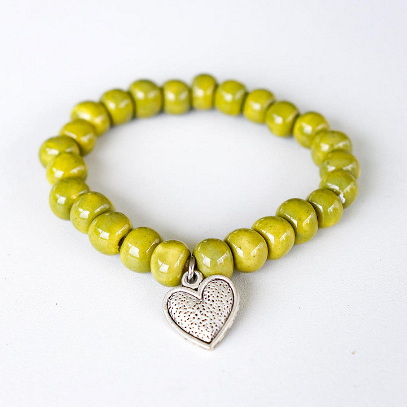 Khutsala&#8482; Artisans Green SwaziMUD&#8482; Green Charm Bracelet Heart - 1 Piece Image