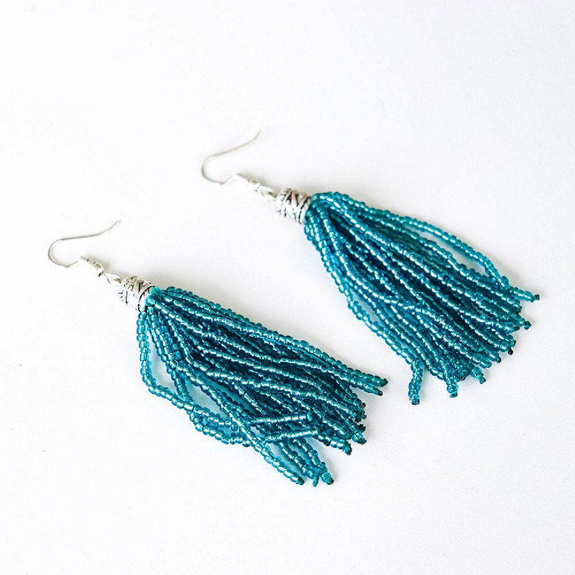 Khutsala&#8482; Artisans Turquoise Beaded Tassel Earrings 1 pair Image