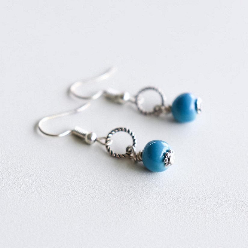 Khutsala&#8482; Artisans Turquoise SwaziMUD&#8482; Silver Bead Ring Drop Earrings 1 pair Image