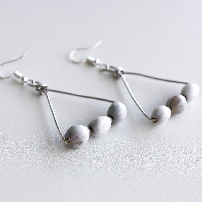 Khutsala&#8482; Artisans White LUCKY SEED&#8482; Triangle Earrings 1 pair Image