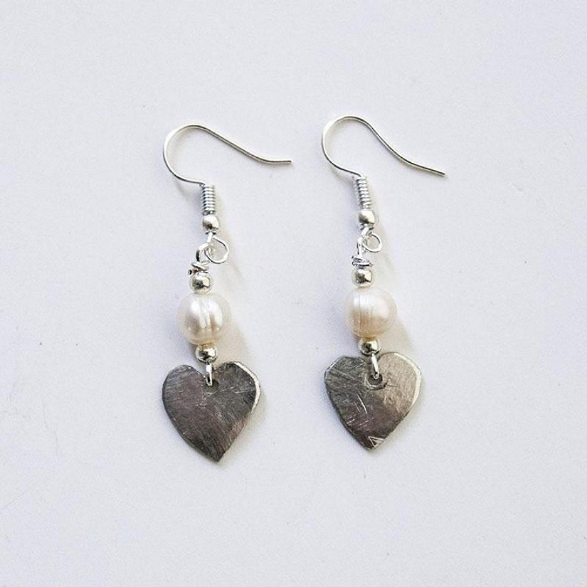 Khutsala&#8482; Artisans White Pewter Heart Earrings 1 pair Image