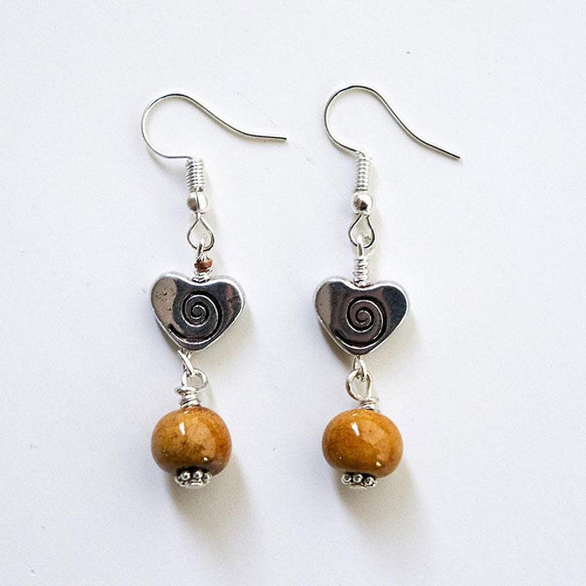Khutsala&#8482; Artisans Yellow SwaziMUD&#8482; Heart Earrings 1 pair Image