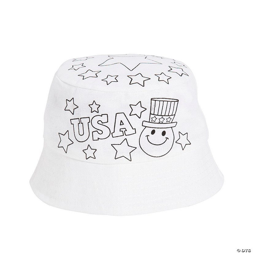 Kid&#8217;s Color Your Own Patriotic Bucket Hats - 12 Pc. Image
