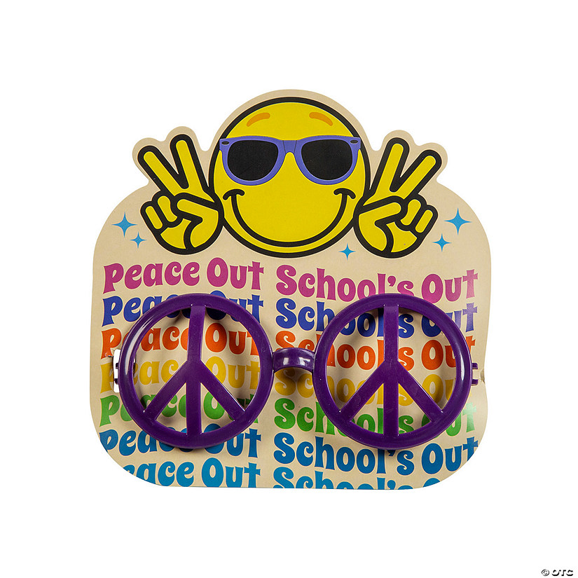 Kids  6" x 5 1/4" Peace Out School&#8217;s Out Plastic Glasses with Card for 12 Image