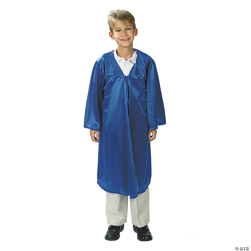 Kids' Blue Shiny Elementary School Graduation Robe Image