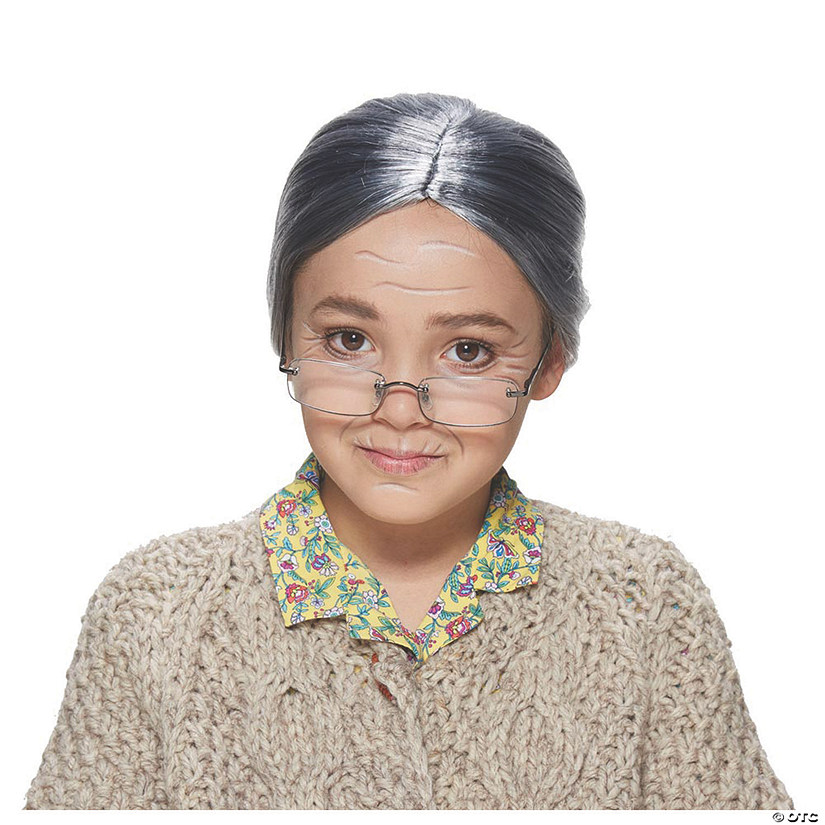 Kids Gray Old Lady Wig Image