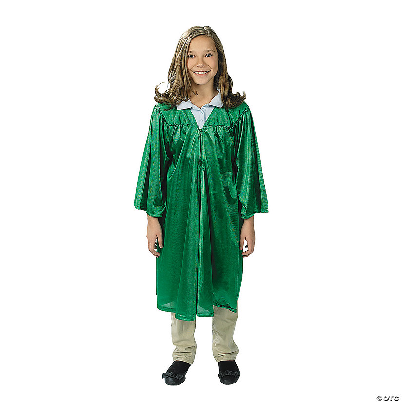 Kids' Green Shiny Elementary School Graduation Robe Image