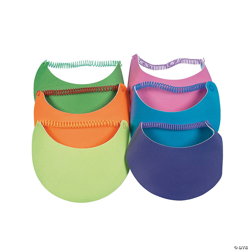 Kids Neon Visors with Coil Band - 12 Pc. Image