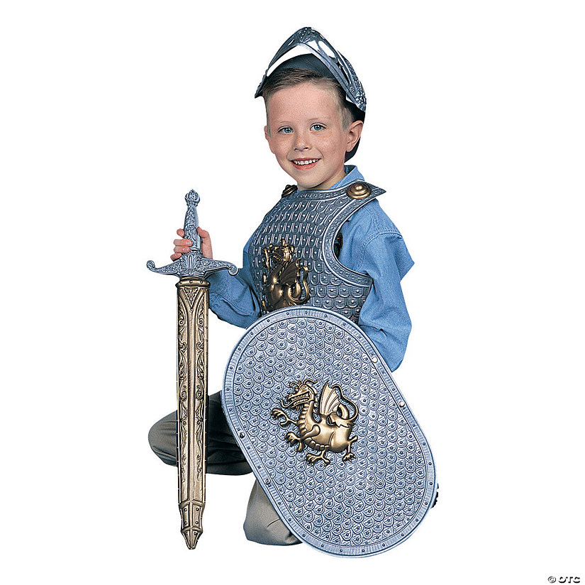 Kids Plastic Armor, Shield, Helmet & Sword Knight Set - 5 Pc. Image