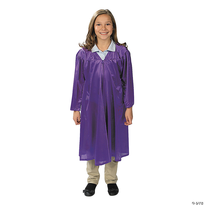 Kids' Purple Shiny Elementary School Graduation Robe Image