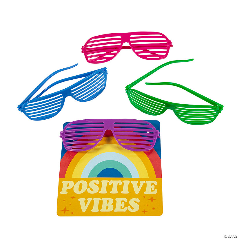 Kids Shutter Glasses with Positive Vibes Card - 12 Pc. Image