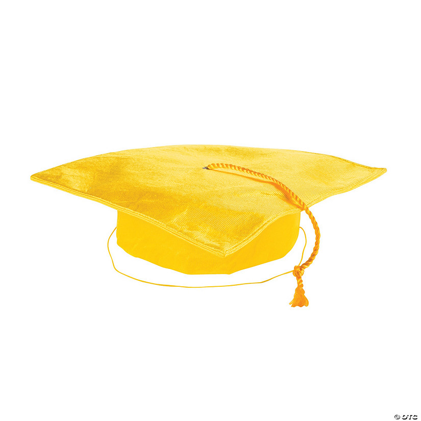 Kids&#8217; Yellow Shiny Elementary School Graduation Cap with Tassel Image