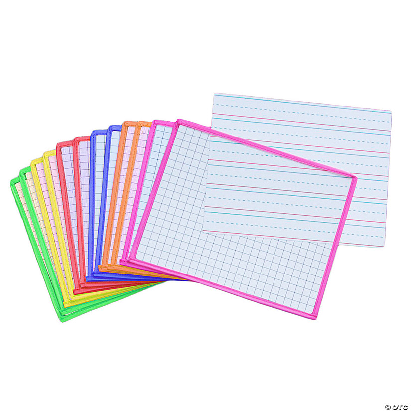 KleenSlate Clear Dry Erase Sleeves, Assorted Colors, 12 Per Pack Image
