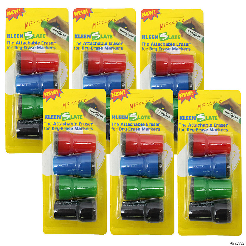 KleenSlate Large Barrel Attachable Eraser Caps for Dry Erase Markers, 4 Per Pack, 6 Packs Image