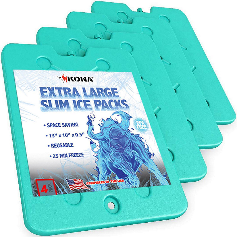 Kona Large Ice Packs for Coolers - Slim Space Saving Design - 25 Minute Freeze Time Image