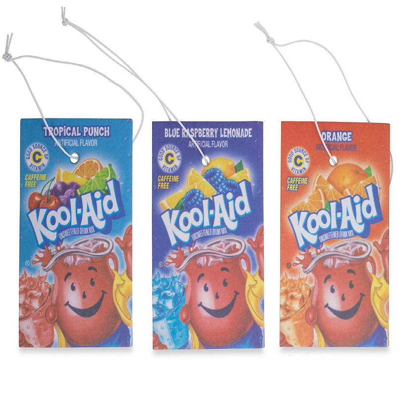 Kool-Aid Packet Air Freshener Set Of 3  Tropical Punch, Blue Raspberry, Orange Image