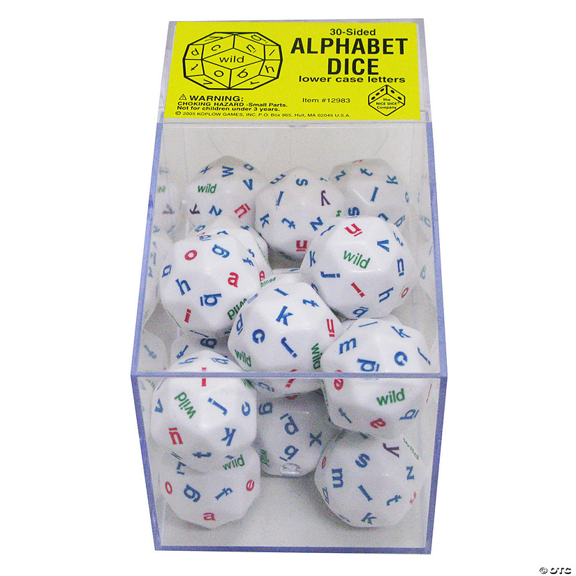 Koplow Games 30-Sided Alphabet Dice, Lower Case Letters, Box of 20 Image