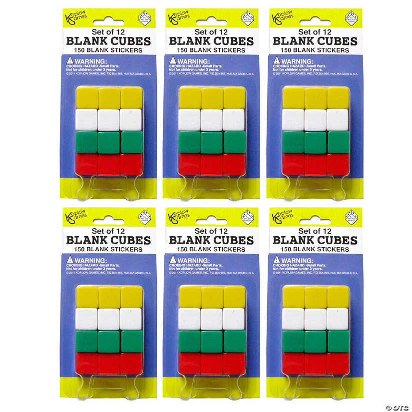 Koplow Games Blank Dice Set with Stickers, 12 Per Pack, 6 Packs Image