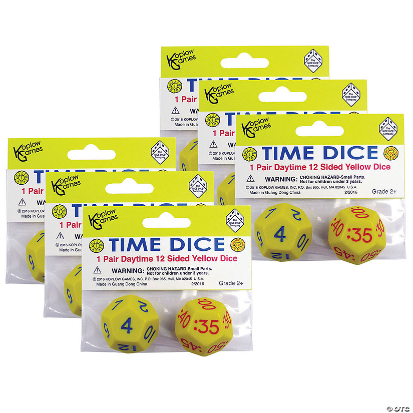 Koplow Games Time Dice, Pair of Yellow (AM), 6 Sets Image