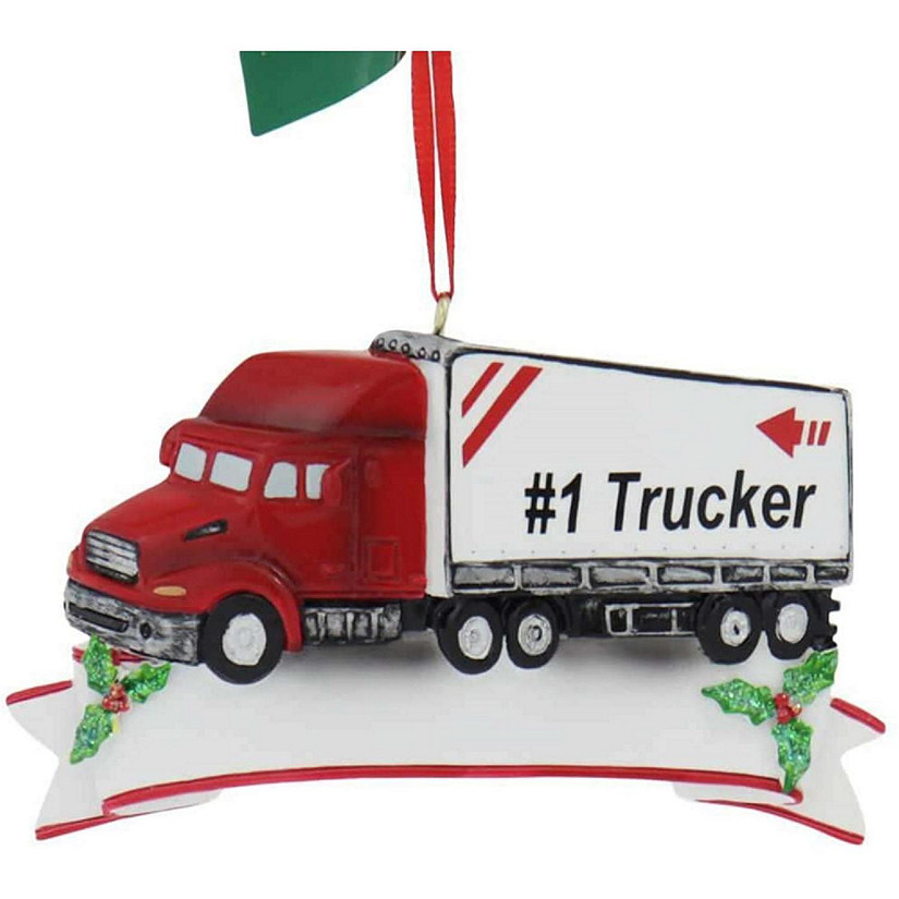 Kurt Adler 1 Semi Trucker Christmas Tree Ornament Image