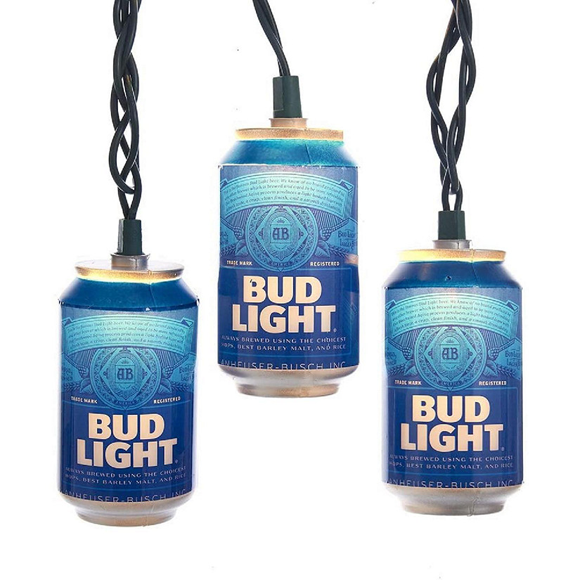 Kurt Adler 10-Light Bud Light Beer Can Light Set 9 x 2 x 8.5 Inches Image