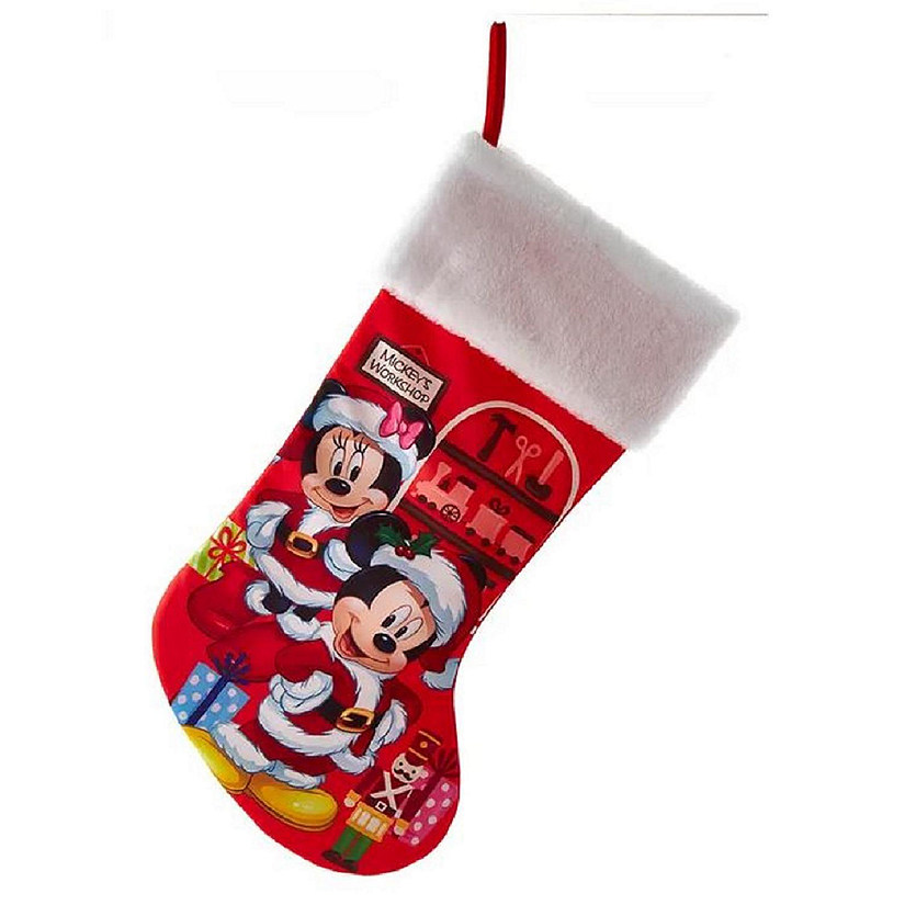 Kurt Adler Disney Santa Mickey and Minnie Mouse Stocking 19 Inch Multicolor Image