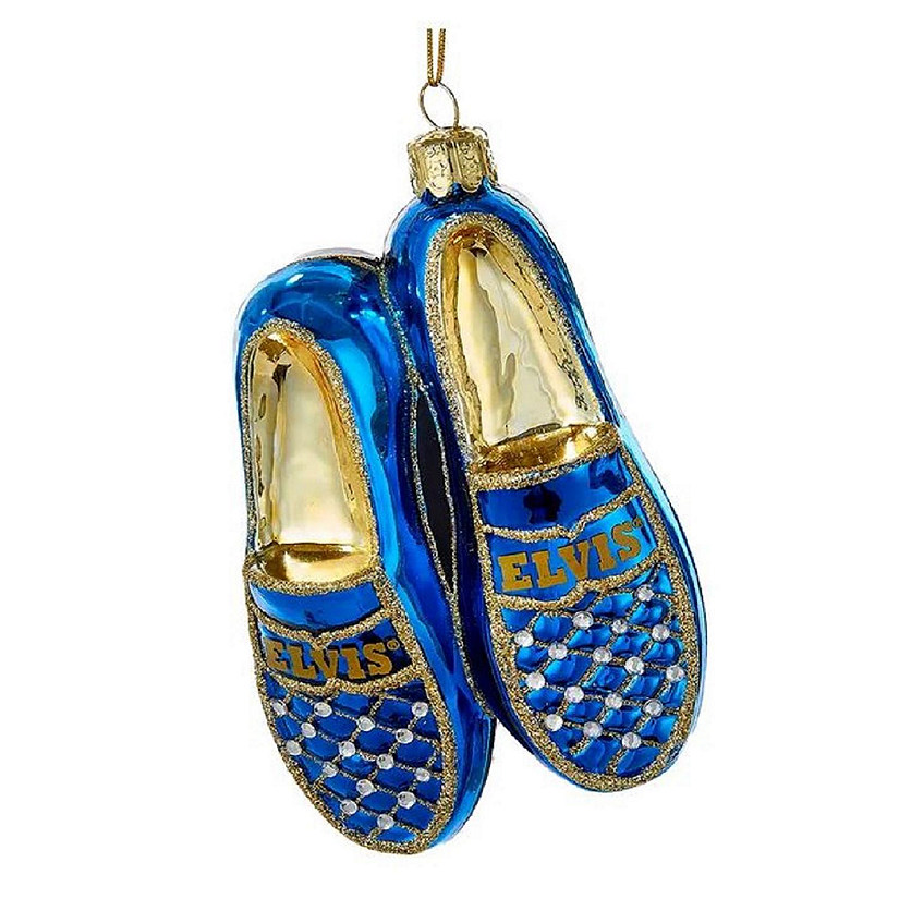 Kurt Adler Elvis Presley Blue Suede Shoes Glass Ornament 5 Inch EP4161 Image