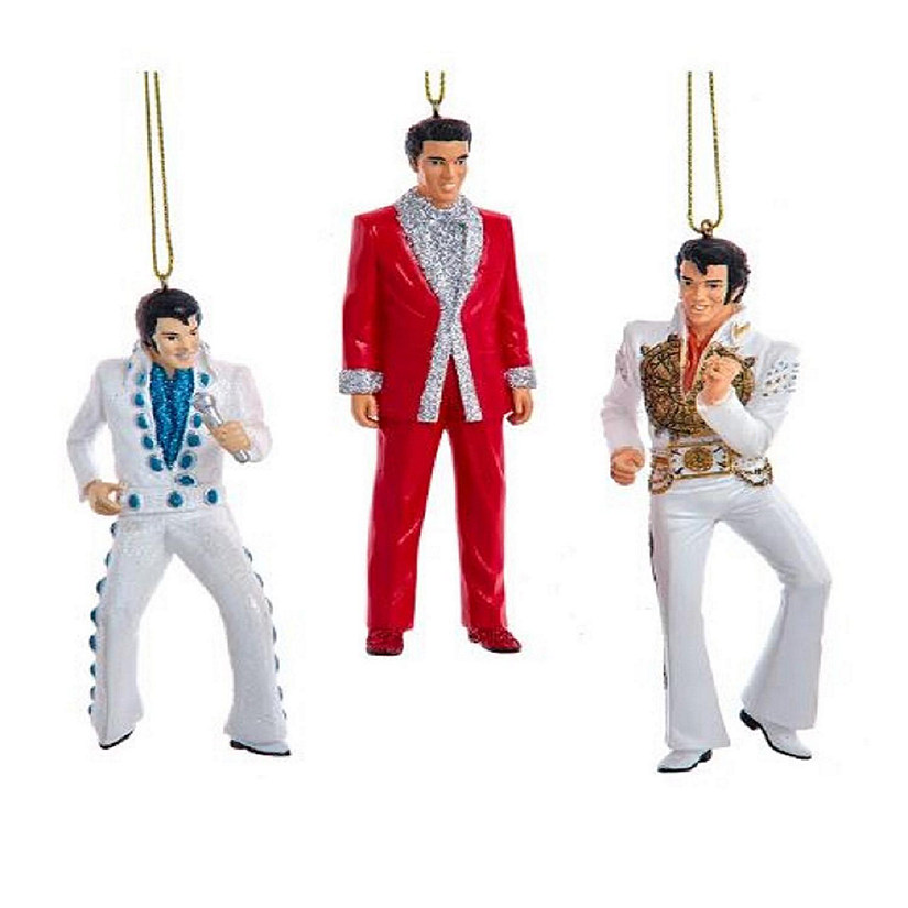 Kurt Adler Elvis Presley Figure Ornaments 3 Piece Set 5 Inch Multicolor Image