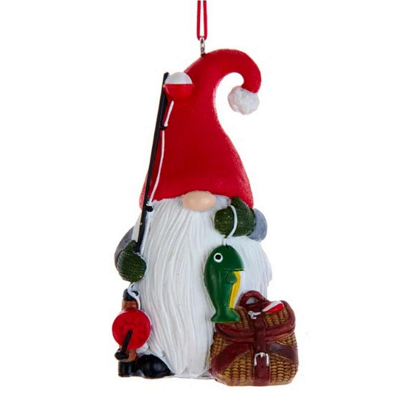 Kurt Adler Gnome Fisherman Resin Christmas Tree Ornament Image