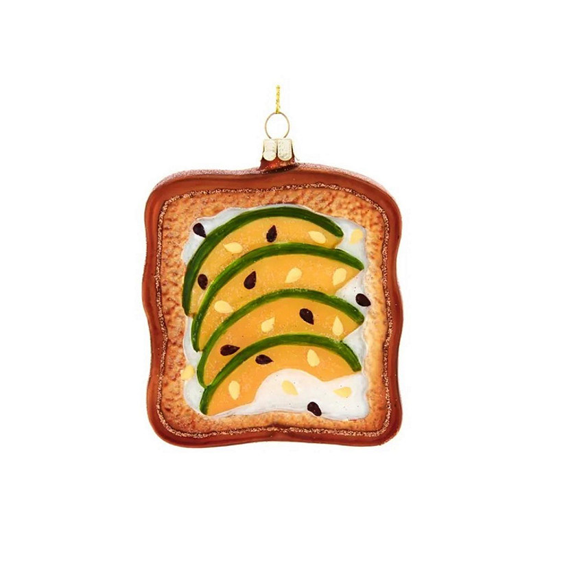 Kurt Adler Noble Gems Glass Avocado Toast Christmas Ornament , 5.5 inches Image