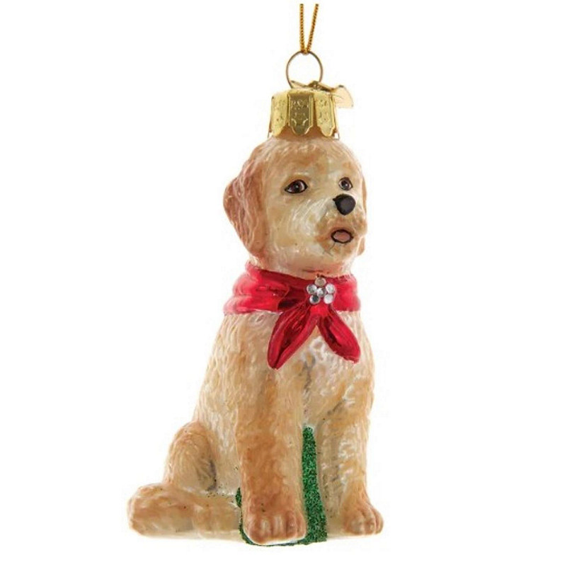 Kurt Adler Noble Gems Glass Ornament For Christmas Tree, Goldendoodle Image