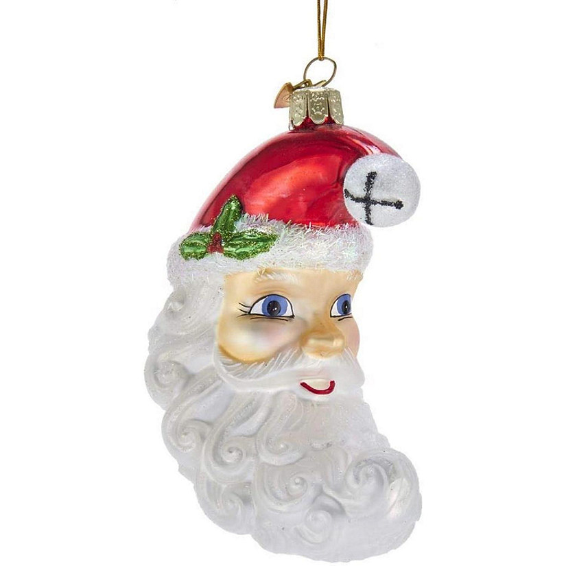 Kurt Adler Noble Gems Glass Santa Moon Face Christmas Tree Ornament Image
