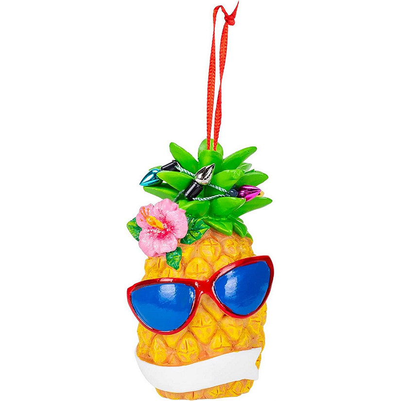 Kurt Adler Resin Pineapple With Sunglasses Ornament For Personalization, 3 Inches Image