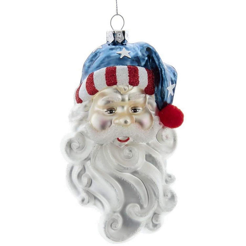 Kurt Adler Santa Head with Patriotic Hat Ornament Image