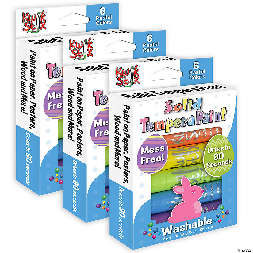Kwik Stix Tempera Paint Sticks Easter Edition, Pastel Colors, 6 Per Pack, 3 Packs Image