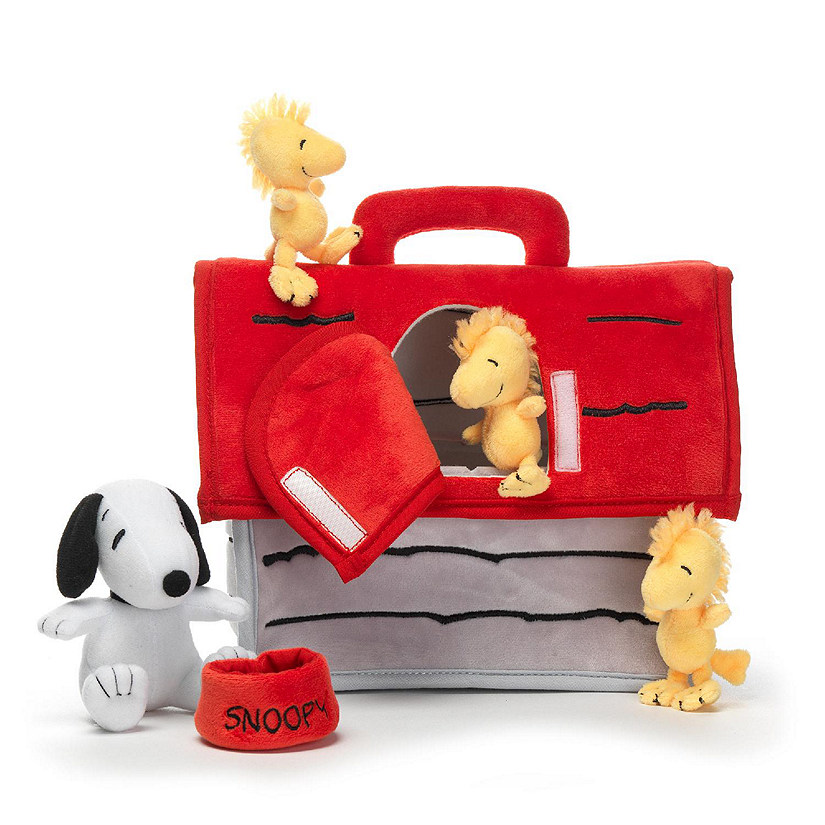 Lambs & Ivy Classic Snoopy Interactive Plush Doghouse with 5 Stuffed Animal Toys Image