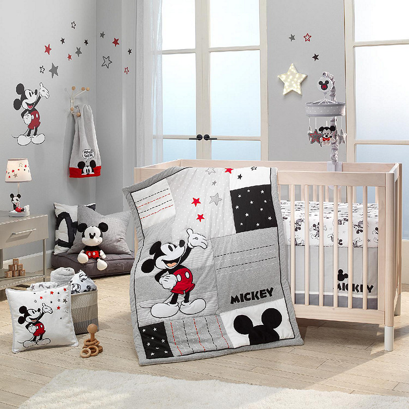 Lambs & Ivy Disney Baby Magical Mickey Mouse 3-Piece Crib Bedding Set - Gray Image