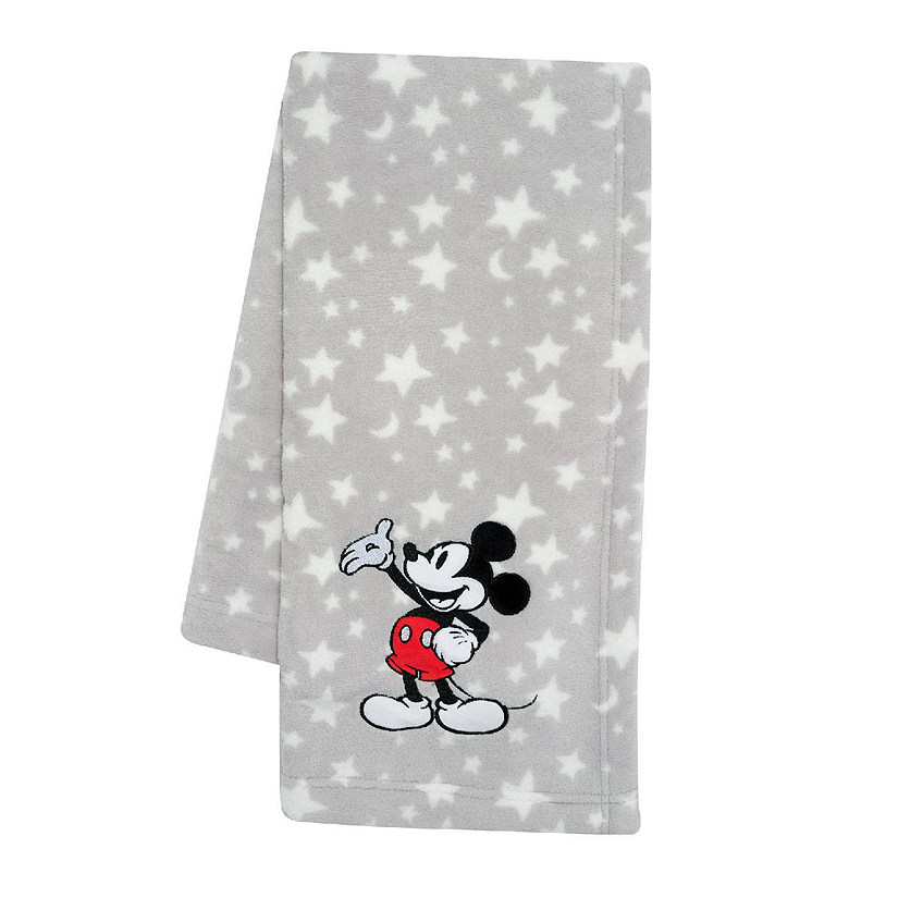 Lambs & Ivy Disney Baby Mickey Mouse Stars Gray Soft Fleece Baby Blanket Image