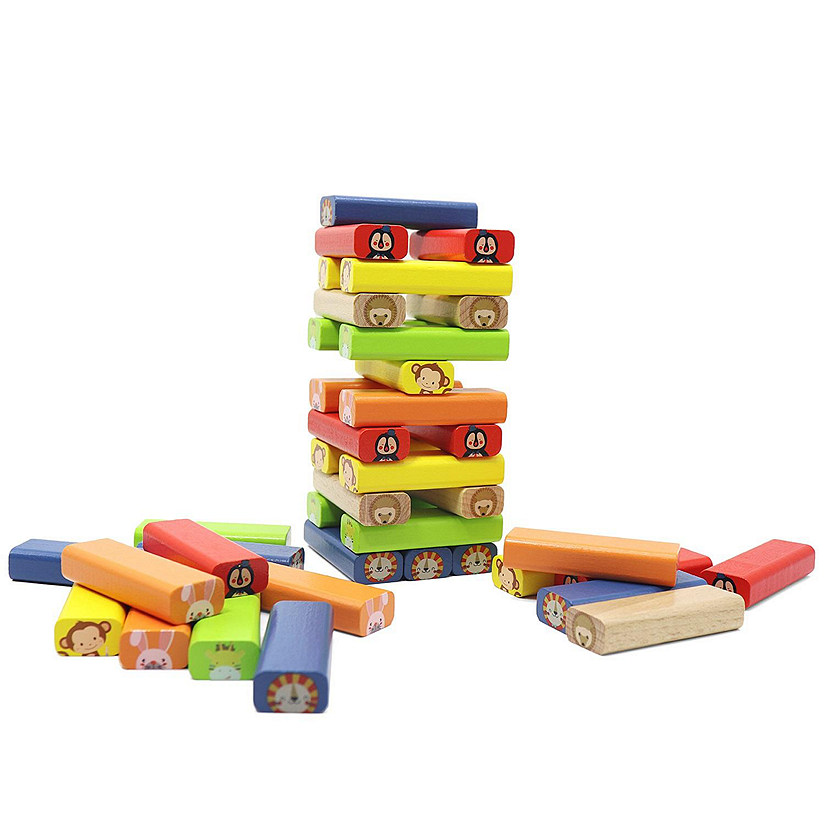 L&F Wooden Zoo Stacking Game 77 Pieces 3yrs+ Image