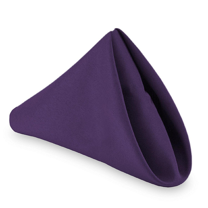 Lann's Linens 1 Dozen 17" Cloth Dinner Table Napkins for Weddings - Polyester Fabric Purple Image