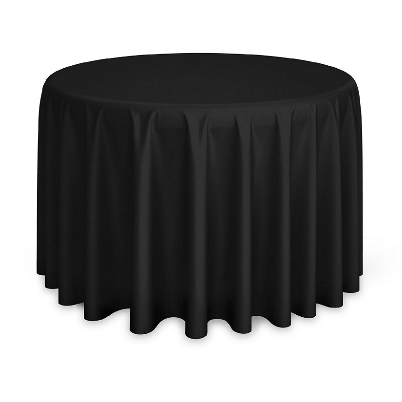 Lann's Linens 10 Pack 108" Round Wedding Banquet Polyester Fabric Tablecloths - Black Image