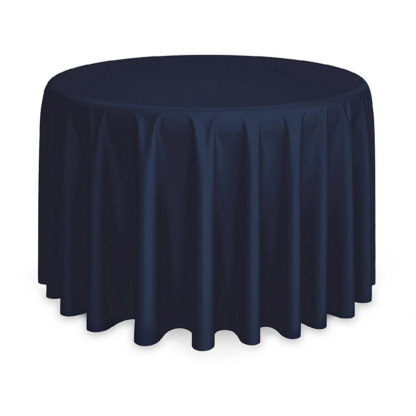 Lann's Linens 10 Pack 120" Round Wedding Banquet Polyester Fabric Tablecloths - Navy Blue Image