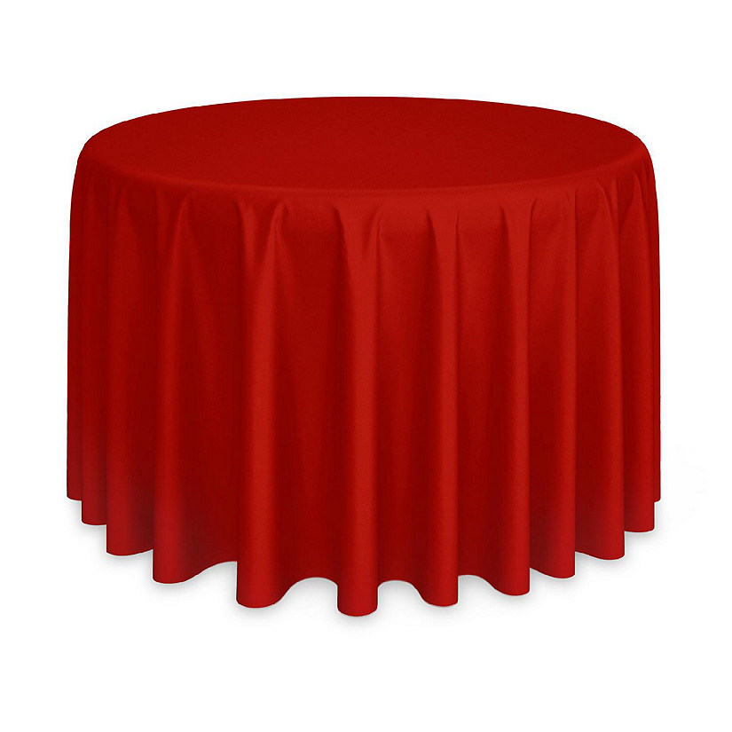 Lann's Linens 10 Pack 120" Round Wedding Banquet Polyester Fabric Tablecloths - Red Image