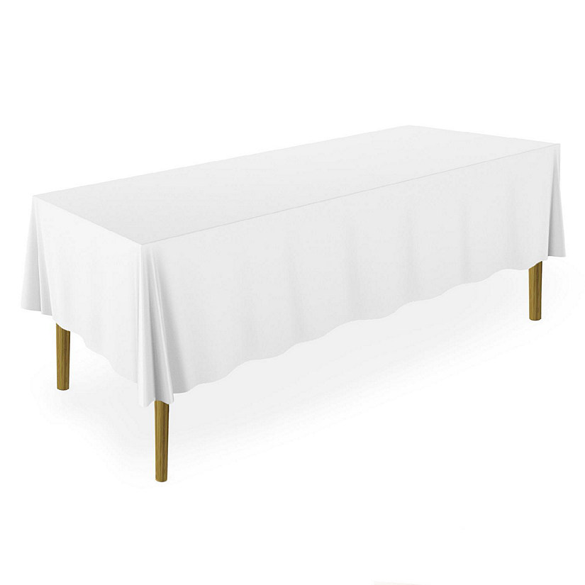 Lann's Linens 10 Pack 60" x 102" Rectangular Wedding Banquet Polyester Tablecloths - White Image