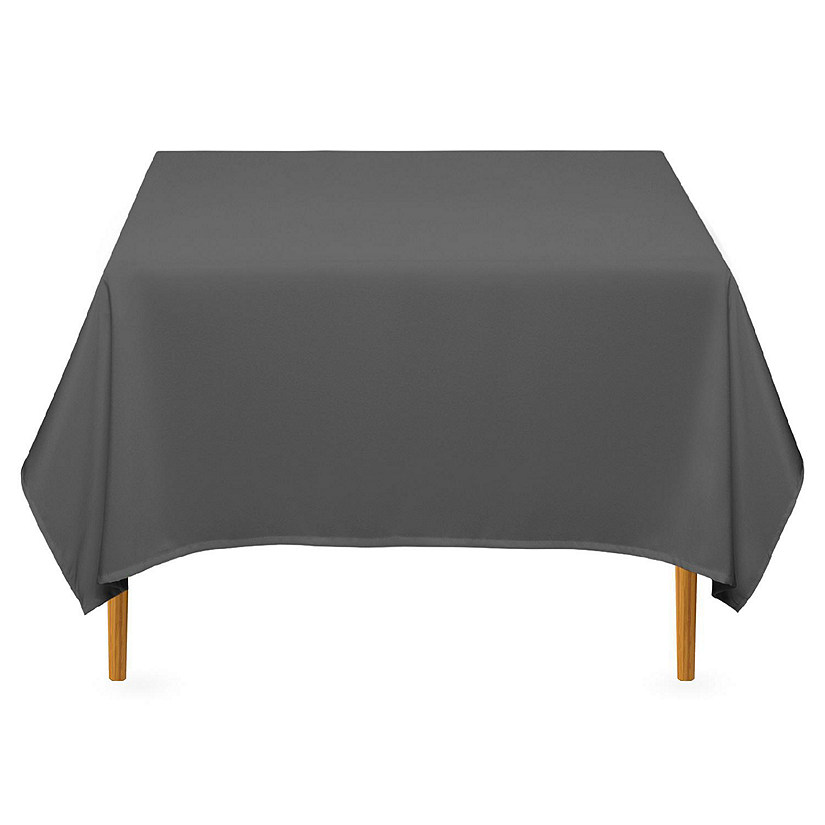 Lann's Linens 10 Pack 70" Square Wedding Banquet Polyester Fabric Tablecloth - Dark Gray Image