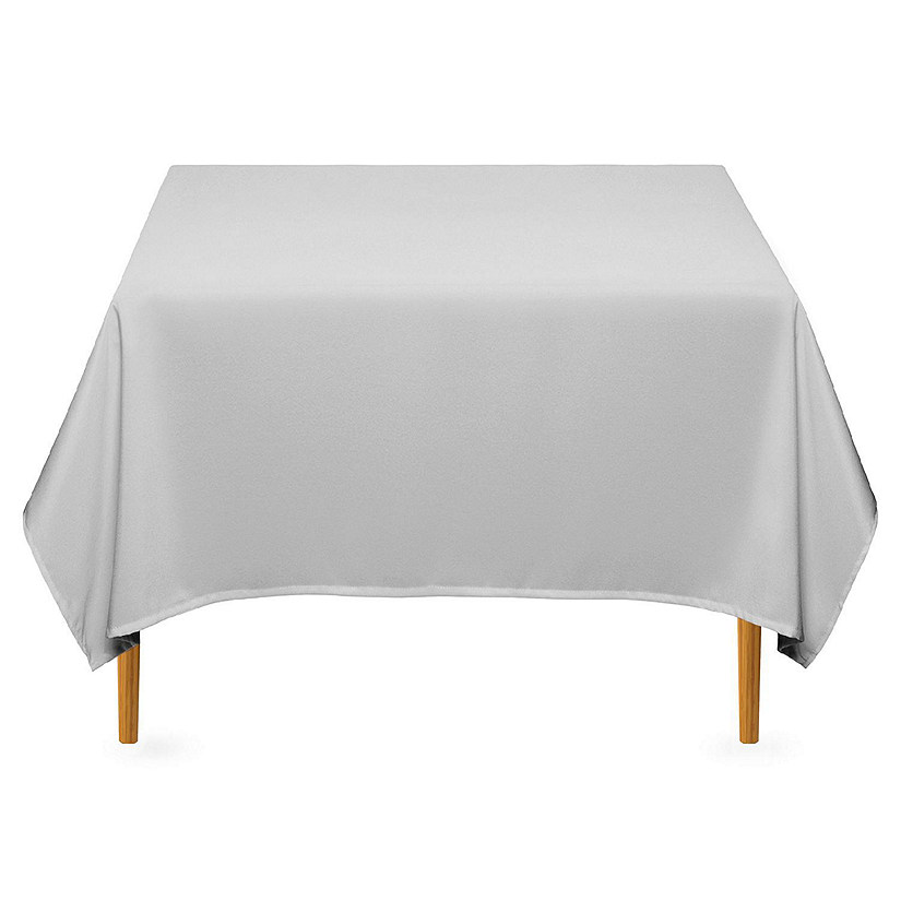 Lann's Linens 10 Pack 70" Square Wedding Banquet Polyester Fabric Tablecloth - Silver Image