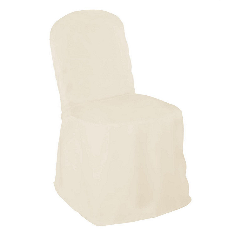 Lann's Linens 10 Wedding/Party Banquet Chair Covers - Polyester Cloth - Ivory Image